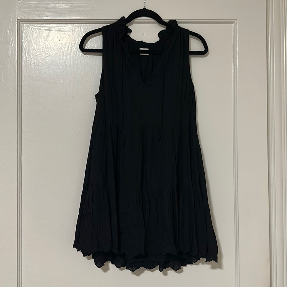 Black tie neck dress
